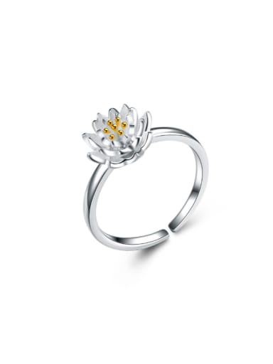 Two Colors Plated Flower Opening Ring