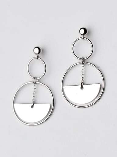 Personality Round Shaped S925 Silver Drop Earrings