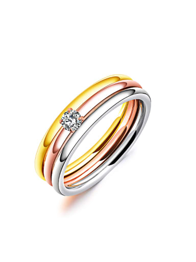 Fashion Three-in-one Titanium Zircon Ring
