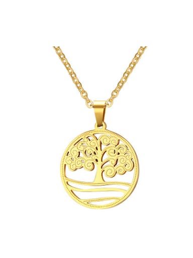 Exquisite Gold Plated Tree Shaped Titanium Pendant