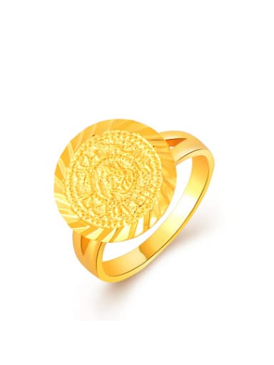 Women Exquisite 24K Gold Plated Round Shaped Wedding Ring