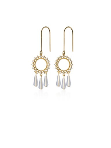 925 Sterling Silver With Gold Plated Bohemia Round Hook Earrings