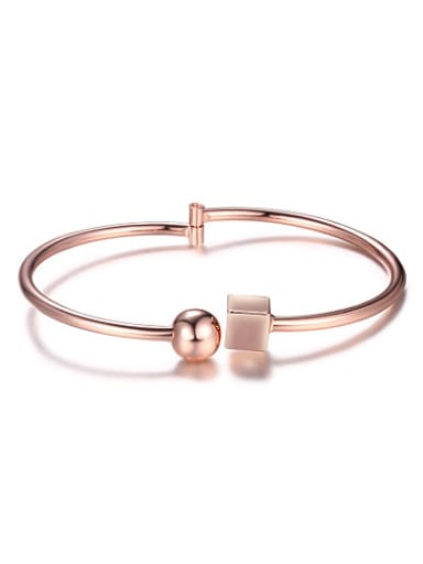 Personality Rose Gold Plated Copper Bead Bangle