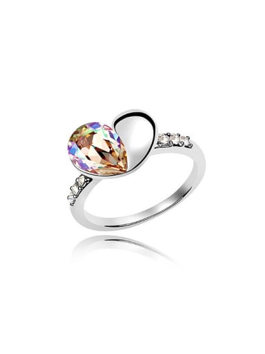 Simple Water Drop austrian Crystal Heart Alloy Ring