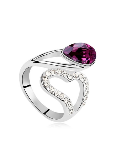 Fashion Cubic Water Drop austrian Crystals Alloy Ring
