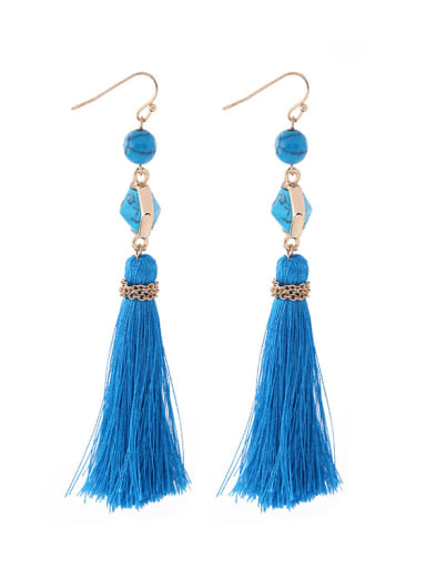 Long Blue Tassel Hook hook earring