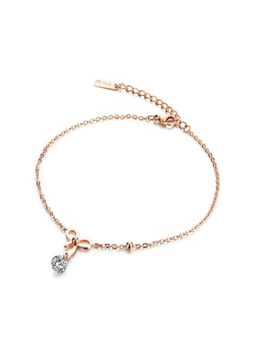 Simple Rose Gold Plated Little Bowknot Titanium Anklet