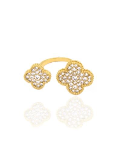 Double Flowers Micro Pave Zircons Opening Ring