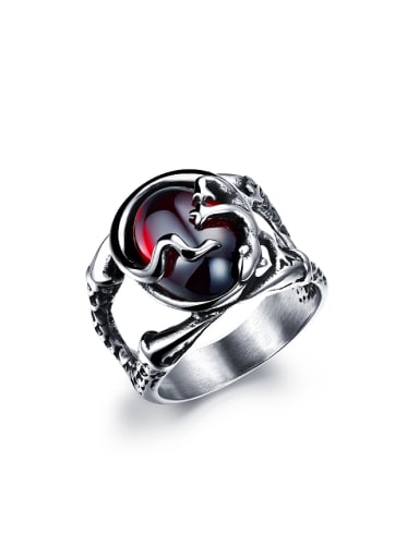 Punk style Personalized Lizard Red Stone Titanium Ring