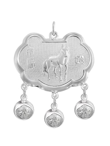 Ethnic style Zodiac Horse Children Bells Longevity Lock Pendant