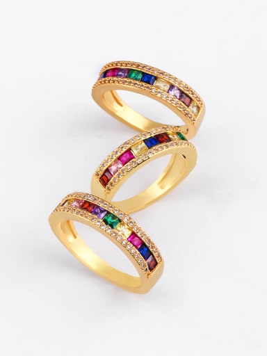 Copper With  Cubic Zirconia Trendy Geometric Band Rings