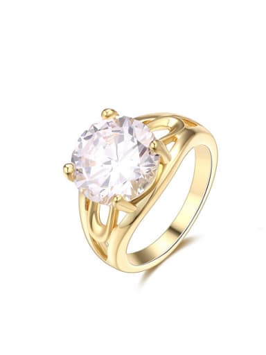 Fashionable 18K Gold Plated Round Shaped Zircon Ring