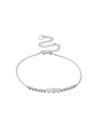 Simple Beads Silver Plated Anklet
