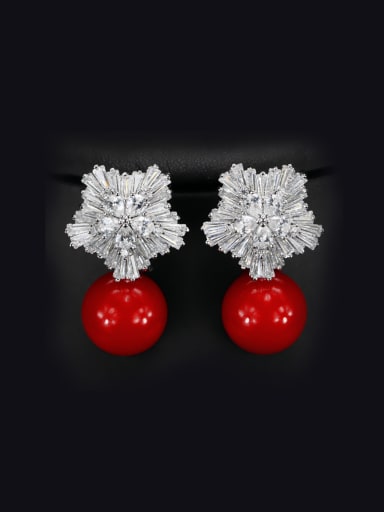 Snowflake Shell Pearls Cluster earring