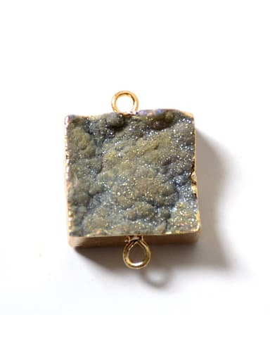 custom Personalized Square Agate Stone Gold Plated Pendant