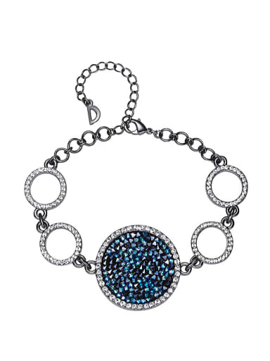 custom Fashion Hollow Round Blue austrian Crystals Copper Bracelet