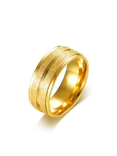 Personality Gold Plated Frosted Titanium Ring