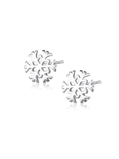 Fresh Snowflake Shaped 925 Silver Stud Earrings