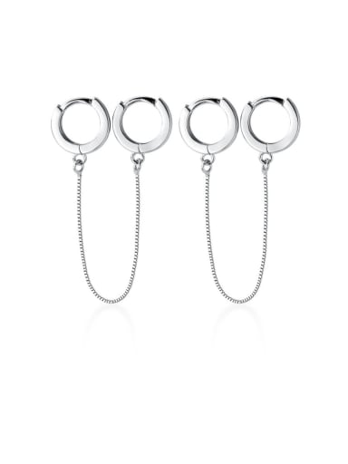 925 Sterling Silver With Platinum Plated Personality Round Earrings