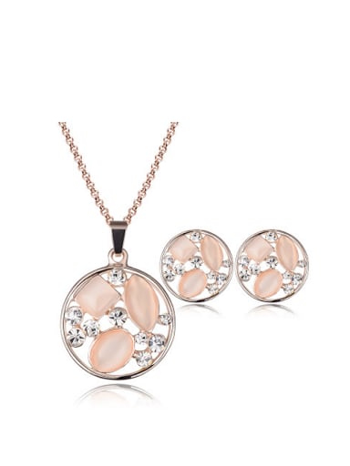 Alloy Rose Gold Plated Fashion Opals Round-shaped Two Pieces Jewelry Set