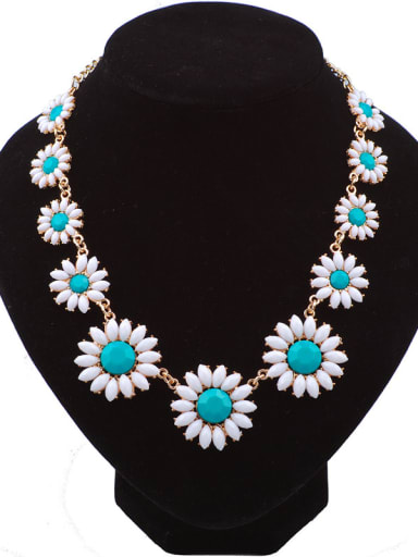 Fashion Acrylic-covered Flowers Rose Gold Plated Alloy Necklace