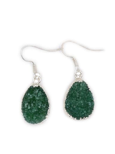 Water Drop shaped Green Natural Crystal Earrings
