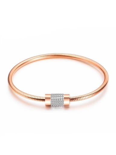 Stainless Steel With Rose Gold Plated Simplistic Magnetic ring buckle Geometric Bangles