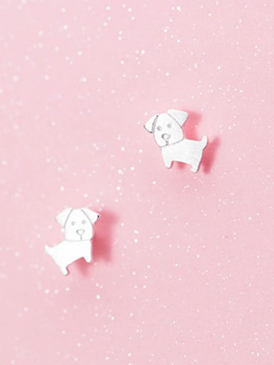 Women Lovely Dog Shaped S925 Silver Stud Earrings