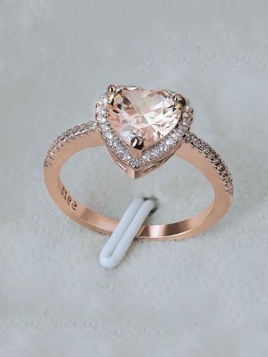Copper With  Cubic Zirconia Simplistic Heart Band Rings