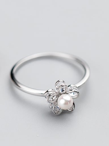 Elegant Rose Gold Plated Shell Flower Shaped S925 Silver Ring