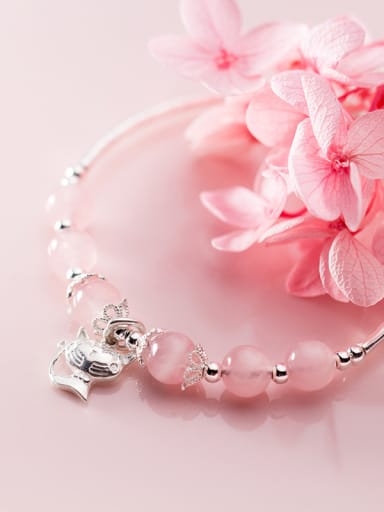 925 Sterling Silver With Platinum Plated Fashion Cat Bracelets