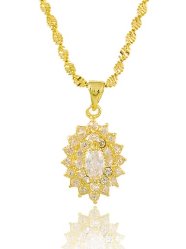 Exquisite 24K Gold Plated Geometric Shaped Rhinestone Necklace