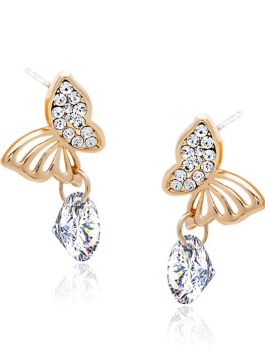 Zinc Alloy With Gold Plated Fashion Butterfly Stud Earrings