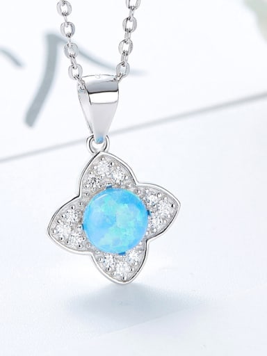 custom Fashion Opal stone Shiny Zirconias Flower 925 Silver Pendant