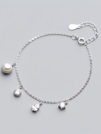 Women Temperament S925 Silver Artificial Pearl Bracelet
