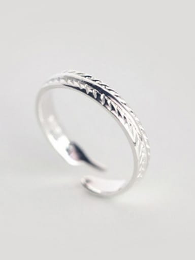S925 silver fashion leaves opening Midi Ring