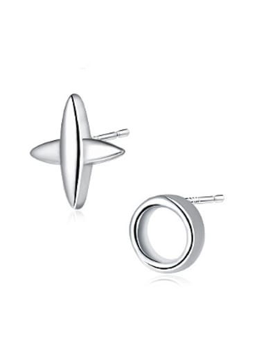 Creative 925 Silver Asymmetric Stud Earrings
