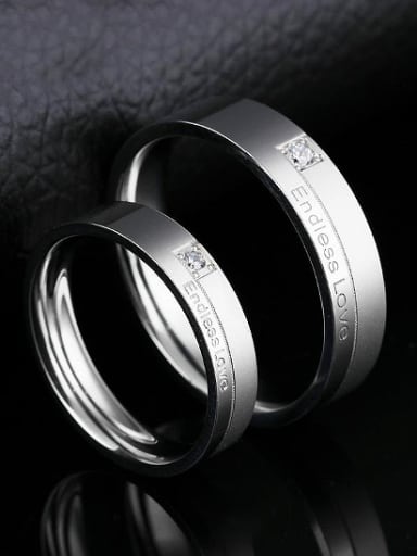 Fashion Endless Love Titanium Rhinestones Lovers Ring