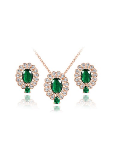 High-quality Peacock Shaped AAA Zircon Two Pieces Jewelry Set