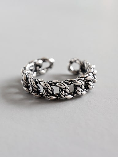 Sterling Silver Antique woven chain free size ring