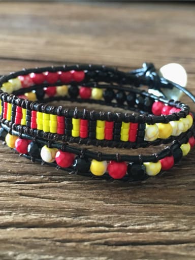 Double Layer Colorful Leather Rope Bracelet
