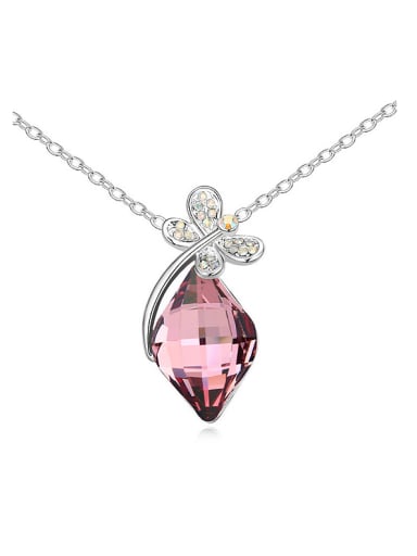 Exquisite Rhombus austrian Crystal Shiny Dragonfly Alloy Necklace