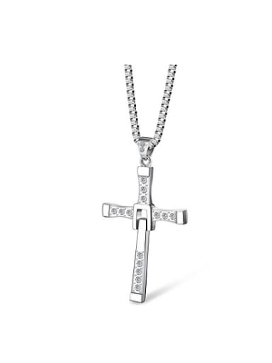 Titanium Rhinestones Cross Necklace