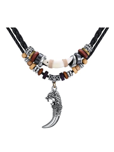 Personalized Beads Wolf Tooth shaped Sweater Chain