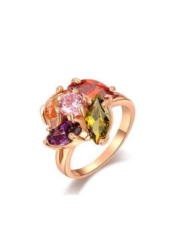 Colorful AAA Zircon Rose Gold Plated Ring