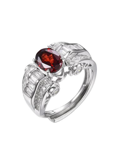 Exaggerated Platinum Plated  Ruby Gemstone Ring