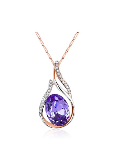 Elegant Water Drop Shaped Purple Zircon Necklace