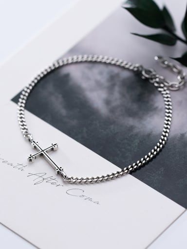 925 Sterling Silver With Antique Silver Plated Fashion Cross Bracelets