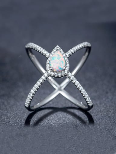 Opal Stone Cross Ring