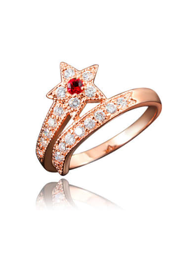 Red Rose Gold Plated Star Shaped Zircon Ring